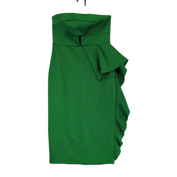 NWT ASOS Green Bandeau Keyhole Ruffle Strapless Sheath Dress, Women's 8 Prom - Picture 2 of 7